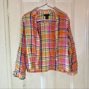 Jones New York Sig. colorful plaid button-down - M